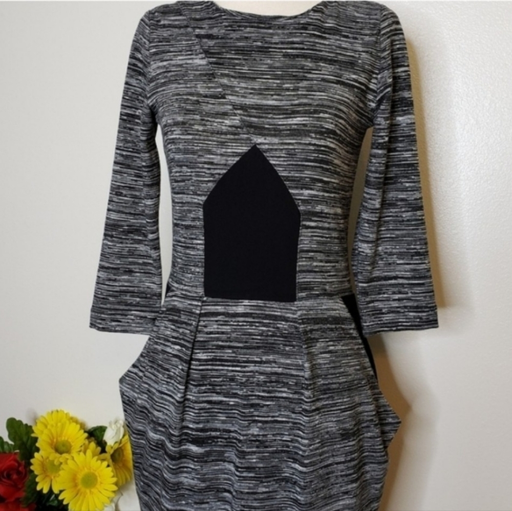 French Connection Fast City Space Dress Pockets Bodycon Mini Spring Retro Office - Picture 14 of 16